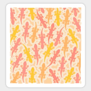 Cute lizards in coral and yellow Sticker